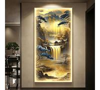 BLCKTIGR 3D LED Décoration Murale, Murale Verticale Cascade & Pin Paysage LED, Rétroéclairée Dimmable avec Cadre Aluminium pour Entrée, Salon(A,50 * 100cm/19.69 * 39.37in)