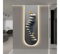 BLCKTIGR Art Mural LED 3D, Art Mural Cerf Chemin de Pierre Texturé 3D avec Éclairage LED, Applique Murale Minimaliste pour Entrée Couloir(C,33 * 100cm/12.99 * 39.37 in)