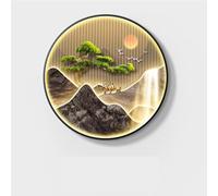 BLCKTIGR Art Mural LED 3D, Décoration Murale Cascade Pin en Porcelaine Cristal de Luxe, Applique Murale LED à Cadre en Aluminium Brossé pour Home Decor(A,60 * 60cm/23.62 * 23.62in)