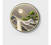 BLCKTIGR Art Mural LED 3D, Décoration Murale Cascade Pin en Porcelaine Cristal de Luxe, Applique Murale LED à Cadre en Aluminium Brossé pour Home Decor(D,40 * 40cm/15.75 * 15.75in)