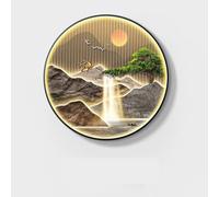 BLCKTIGR Art Mural LED 3D, Décoration Murale Cascade Pin en Porcelaine Cristal de Luxe, Applique Murale LED à Cadre en Aluminium Brossé pour Home Decor(C,40 * 40cm/15.75 * 15.75in)