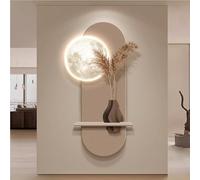 BLCKTIGR Art Mural LED 3D, Décoration Murale Lune & Vase Herbe de la Pampa avec Texture de Grès, Applique Murale LED Silicone Douce pour Entrée Salon(A,60 * 120cm/23.62 * 47.24in)