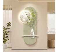 BLCKTIGR Art Mural LED 3D, Décoration Murale Lune & Vase Herbe de la Pampa avec Texture de Grès, Applique Murale LED Silicone Douce pour Entrée Salon(C,50 * 100cm/19.69 * 39.37in)