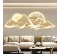 BLCKTIGR Art Mural LED Montagne Cerf 3D, Applique Murale Moderne Paysage avec 2 Effets Visuels, Décoration Murale Porcelaine Cristal pour Salon Chambre(B,34 * 100cm/13.39 * 39.37in)