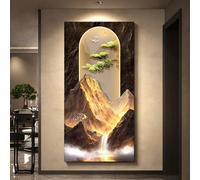 BLCKTIGR Décoration Murale 3D - LED, Œuvre Murale 3D Montagne Cascade Cerf Rétroéclairée LED, Sculpture Murale Lumineuse Moderne pour Entrée, Salon Décoration Maison(A,60 * 120cm/23.62 * 47.24 in)