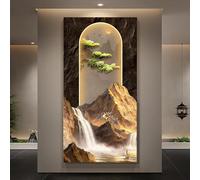 BLCKTIGR Décoration Murale 3D - LED, Œuvre Murale 3D Montagne Cascade Cerf Rétroéclairée LED, Sculpture Murale Lumineuse Moderne pour Entrée, Salon Décoration Maison(D,60 * 120cm/23.62 * 47.24 in)