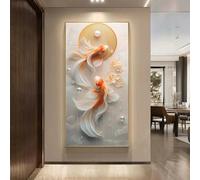 BLCKTIGR Décoration Murale 3D - LED, Œuvre Murale 3D Poisson Rouge Rétroéclairée LED, Sculpture Murale Lumineuse Moderne pour Entrée, Salon Maison(A,50 * 100cm/19.69 * 39.37in)