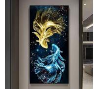 BLCKTIGR Décoration Murale 3D - LED, Œuvre Murale 3D Poisson Rouge Rétroéclairée LED, Sculpture Murale Lumineuse Moderne pour Entrée, Salon Maison(C,60 * 120cm/23.62 * 47.24in)