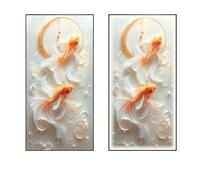 BLCKTIGR Décoration Murale 3D - LED, Œuvre Murale 3D Poisson Rouge Rétroéclairée LED, Sculpture Murale Lumineuse Moderne pour Entrée, Salon Maison(B,50 * 100cm/19.69 * 39.37in)