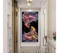 BLCKTIGR Décoration Murale 3D - LED, Œuvre Murale 3D Poisson Rouge Rétroéclairée LED, Sculpture Murale Lumineuse Moderne pour Entrée, Salon Maison(D,50 * 100cm/19.69 * 39.37in)