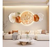 BLCKTIGR Décoration Murale LED 3D - Feuille de Ginkgo & Carpe Koi/Kaki avec éclairage LED, Sculpture Murale rétroéclairée pour Salon, Symbole de Chance et de prospérité.(C,70 * 180cm/27.56 * 70.87in)
