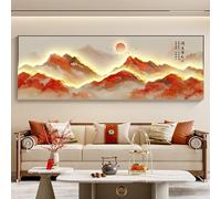 BLCKTIGR Décoration Murale LED 3D - Paysage Chinois, Montagnes Rouges et Grande Muraille, Chance et Prospérité(C,120 * 40cm/47.24 * 15.75 in)