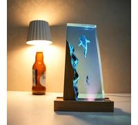 BLCKTIGR Grande Lampe en résine océanique avec LED, veilleuse sous-Marine Artisanale pour Chambre et Bureau, pour Amateurs de Marine(K)