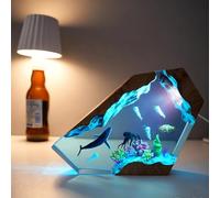 BLCKTIGR Grande Lampe en résine océanique avec LED, veilleuse sous-Marine Artisanale pour Chambre et Bureau, pour Amateurs de Marine(U)