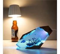 BLCKTIGR Grande Lampe en résine océanique avec LED, veilleuse sous-Marine Artisanale pour Chambre et Bureau, pour Amateurs de Marine(L)
