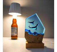 BLCKTIGR Grande Lampe en résine océanique avec LED, veilleuse sous-Marine Artisanale pour Chambre et Bureau, pour Amateurs de Marine(A)