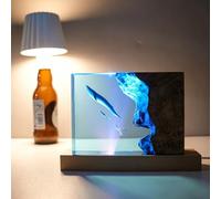 BLCKTIGR Grande Lampe en résine océanique avec LED, veilleuse sous-Marine Artisanale pour Chambre et Bureau, pour Amateurs de Marine(N)