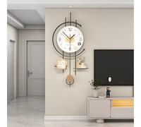 BLCKTIGR Horloge Murale 3D Moderne avec décor Fu et cerf, Horloge Murale en Bois à Mouvement Silencieux, Applique Murale Minimaliste pour Salon ou entrée(88 * 41cm/34.65 * 16.14in)