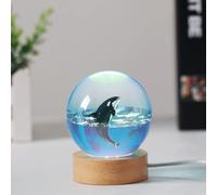 BLCKTIGR Lampe en résine océanique 3D, Boule de Cristal à Baleine, veilleuse Artisanale époxy avec Vie Marine, LED Chaud, déco Chevet pour Chambre et Bureau(B)