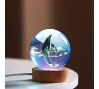 BLCKTIGR Lampe en résine océanique 3D, Boule de Cristal à Baleine, veilleuse Artisanale époxy avec Vie Marine, LED Chaud, déco Chevet pour Chambre et Bureau(C)
