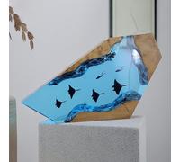 BLCKTIGR Lampe en résine océanique Artisanale avec Couple de plongeurs et Requin Baleine, veilleuse LED USB Diorama sous-Marin,décoration intérieure pour(T1)