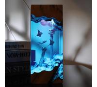 BLCKTIGR Lampe en résine océanique Artisanale avec Couple de plongeurs et Requin Baleine, veilleuse LED USB Diorama sous-Marin,décoration intérieure pour(D)