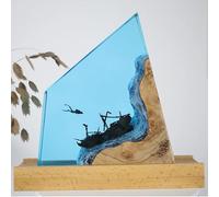 BLCKTIGR Lampe en résine océanique Artisanale avec Couple de plongeurs et Requin Baleine, veilleuse LED USB Diorama sous-Marin,décoration intérieure pour(Z)
