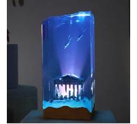 BLCKTIGR Lampe en résine océanique Artisanale avec Couple de plongeurs et Requin Baleine, veilleuse LED USB Diorama sous-Marin,décoration intérieure pour(R)