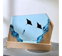 BLCKTIGR Lampe en résine océanique Artisanale avec Couple de plongeurs et Requin Baleine, veilleuse LED USB Diorama sous-Marin,décoration intérieure pour(N)