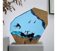 BLCKTIGR Lampe en résine océanique Artisanale avec Couple de plongeurs et Requin Baleine, veilleuse LED USB Diorama sous-Marin,décoration intérieure pour(M)