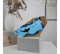 BLCKTIGR Lampe en résine océanique Artisanale avec Couple de plongeurs et Requin Baleine, veilleuse LED USB Diorama sous-Marin,décoration intérieure pour(U)