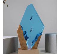 BLCKTIGR Lampe en résine océanique Artisanale avec Couple de plongeurs et Requin Baleine, veilleuse LED USB Diorama sous-Marin,décoration intérieure pour(S)