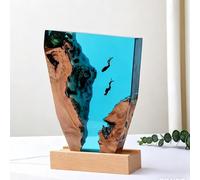 BLCKTIGR Lampe en résine océanique Artisanale avec Diorama Requin Baleine, veilleuse LED modulable, Lueur sans Scintillement, Unique pour Amateurs de la mer(J-Multi-Color)