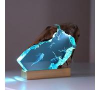 BLCKTIGR Lampe en résine océanique Artisanale avec Requin Baleine, Diorama époxy Ultra-Claire, veilleuse LED Chaude modulable, déco Bureau et Chambre(A)