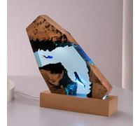 BLCKTIGR Lampe en résine océanique Artisanale avec Requin Baleine, Diorama époxy Ultra-Claire, veilleuse LED Chaude modulable, déco Bureau et Chambre(C)