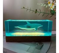 BLCKTIGR Lampe en résine océanique, Diorama sous-Marin avec Baleine, Dauphin et mégalodon, veilleuse LED Chaude modulable, décoration de Chevet pour Amateurs(A)