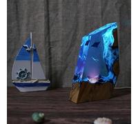 BLCKTIGR Lampe en résine océanique sous-Marine avec thèmes Marins variés (Baleine, Plongeur), veilleuse Artisanale et Bois pour décoration de Bureau, Amateurs(G)