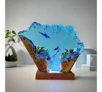 BLCKTIGR Lampe en résine sirène et Dauphin, veilleuse océanique Artisanale à LED réglable, détails réalistes Taille Naturelle pour décoration de Chambre(Green,20 * 13 * 4cm/8 * 5 * 1.6in)
