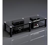BLCKTIGR Meuble stéréo, Rack Audio Ouvert avec étagères, Support AV Maison | Panneau haute densité, dissipation thermique, étagères ajustables, montage facile(Black Laurent Gold,37cm/14.6in)
