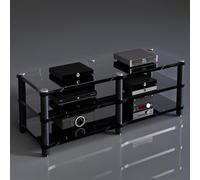 BLCKTIGR Meuble stéréo, Rack Audio Ouvert avec étagères, Support AV Maison | Panneau haute densité, dissipation thermique, étagères ajustables, montage facile(Black Laurent Gold,54cm/21.3in)