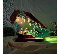BLCKTIGR Seascape Loom Lampe en résine océanique, veilleuse sous-Marine 3D Artisanale avec Baleine et Tortue, Grande décoration de Bureau LED Multicolore(A,20 * 16 * 3.8cm/8 * 6 * 1.5in)