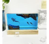 BLCKTIGR Seascape Loom Lampe en résine océanique, veilleuse sous-Marine 3D Artisanale avec Baleine et Tortue, Grande décoration de Bureau LED Multicolore(B,25 * 20 * 3.8cm/10 * 8 * 1.5in)