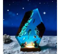 BLCKTIGR Seascape Loom Lampe en résine océanique, veilleuse sous-Marine 3D Artisanale avec Baleine et Tortue, Grande décoration de Bureau LED Multicolore(C,15 * 13.5 * 3.8cm6*5 * 1.5in)