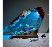 BLCKTIGR Seascape Loom Lampe en résine océanique, veilleuse sous-Marine 3D Artisanale avec Baleine et Tortue, Grande décoration de Bureau LED Multicolore(G,15 * 13.5 * 3.8cm6*5 * 1.5in)
