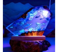 BLCKTIGR Seascape Loom Lampe en résine océanique, veilleuse sous-Marine 3D Artisanale avec Baleine et Tortue, Grande décoration de Bureau LED Multicolore(H,20 * 16 * 3.8cm/8 * 6 * 1.5in)