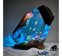 BLCKTIGR Seascape Loom Lampe en résine océanique, veilleuse sous-Marine 3D Artisanale avec Baleine et Tortue, Grande décoration de Bureau LED Multicolore(F,20 * 16 * 3.8cm/8 * 6 * 1.5in)