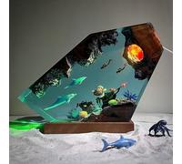 BLCKTIGR Seascape Loom Lampe en résine océanique, veilleuse sous-Marine 3D Artisanale avec Baleine et Tortue, Grande décoration de Bureau LED Multicolore(D,15 * 13.5 * 3.8cm6*5 * 1.5in)