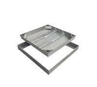 ble Couverture de sol et cadre - Couvercle d'accès carré en acier inoxydable pour patios, jardins, écoles, cours - Acier inoxydable 201 durable + base galvanisée 400 x 400 mm