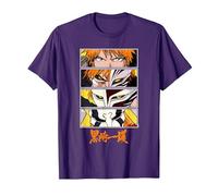 Bleach Ichigo Mask Evolution Anime Eyes with Kanji T-Shirt, Homme, Violet, M