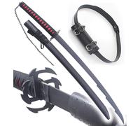 Bleach Katana en Bois Lame en Bois Ichigo Epee Bankai Sabre V4 + Ceinturon Noir Porte Epee Ceinture Décoration